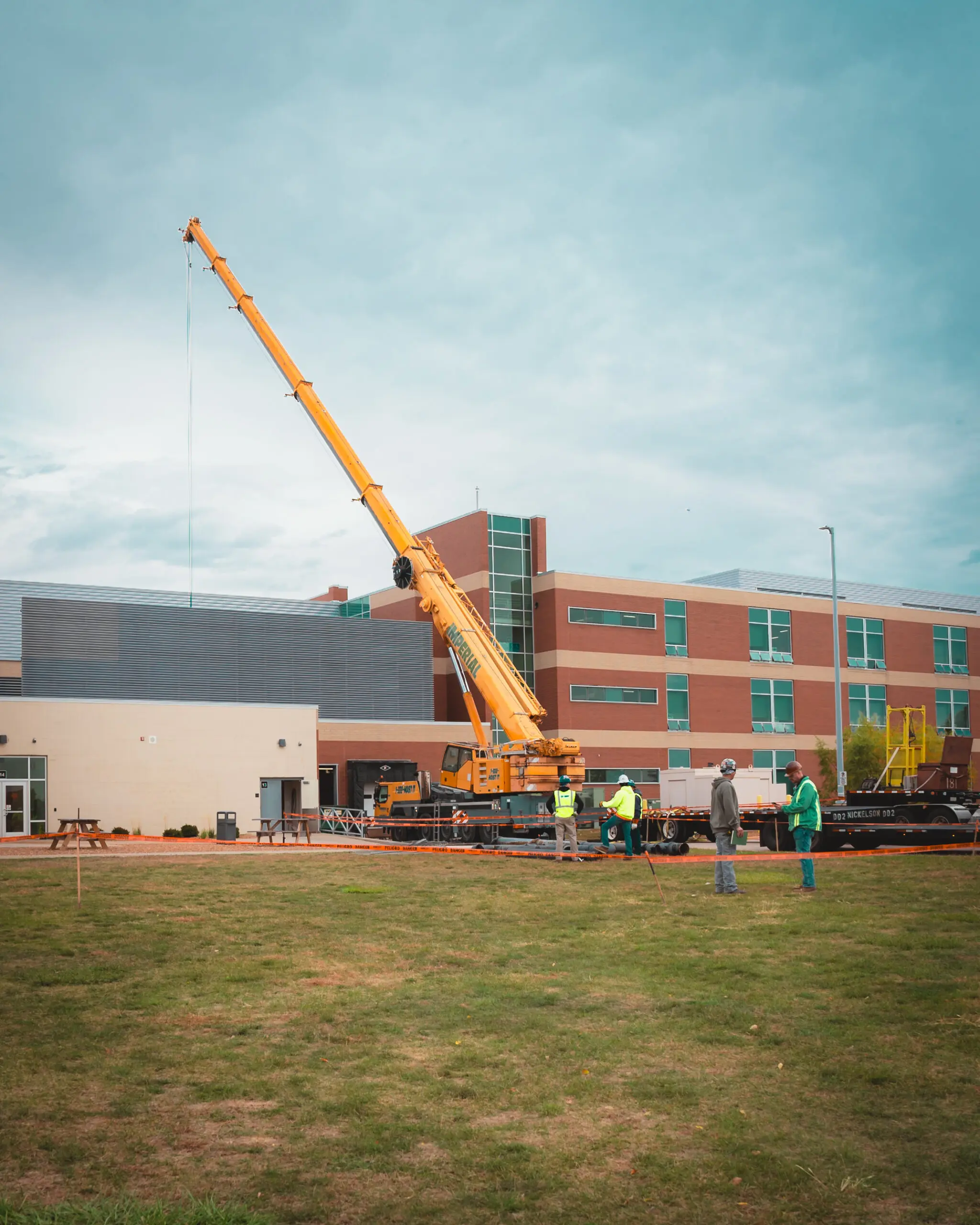 crane pick at public building